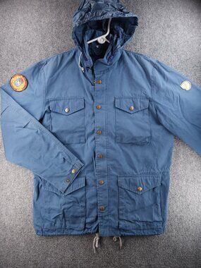 VTG Fjallraven RAVEN Size 50cm Full Zip Lightweight Blue Pockets Cotton Jacket